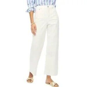 J. Crew White Cropped Wide-Leg Pants